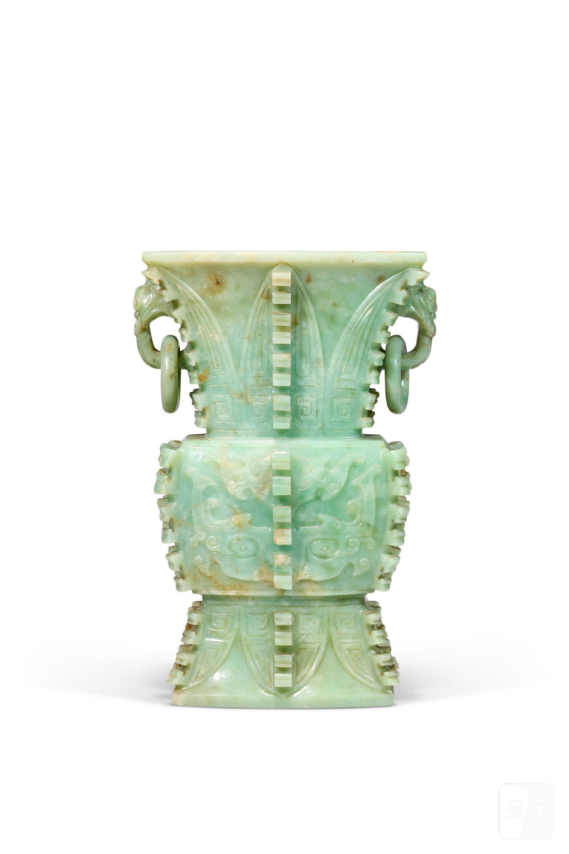 十九/二十世紀 翠玉帶皮仿古方尊  CHINA, 19TH-20TH CENTURY - 图3